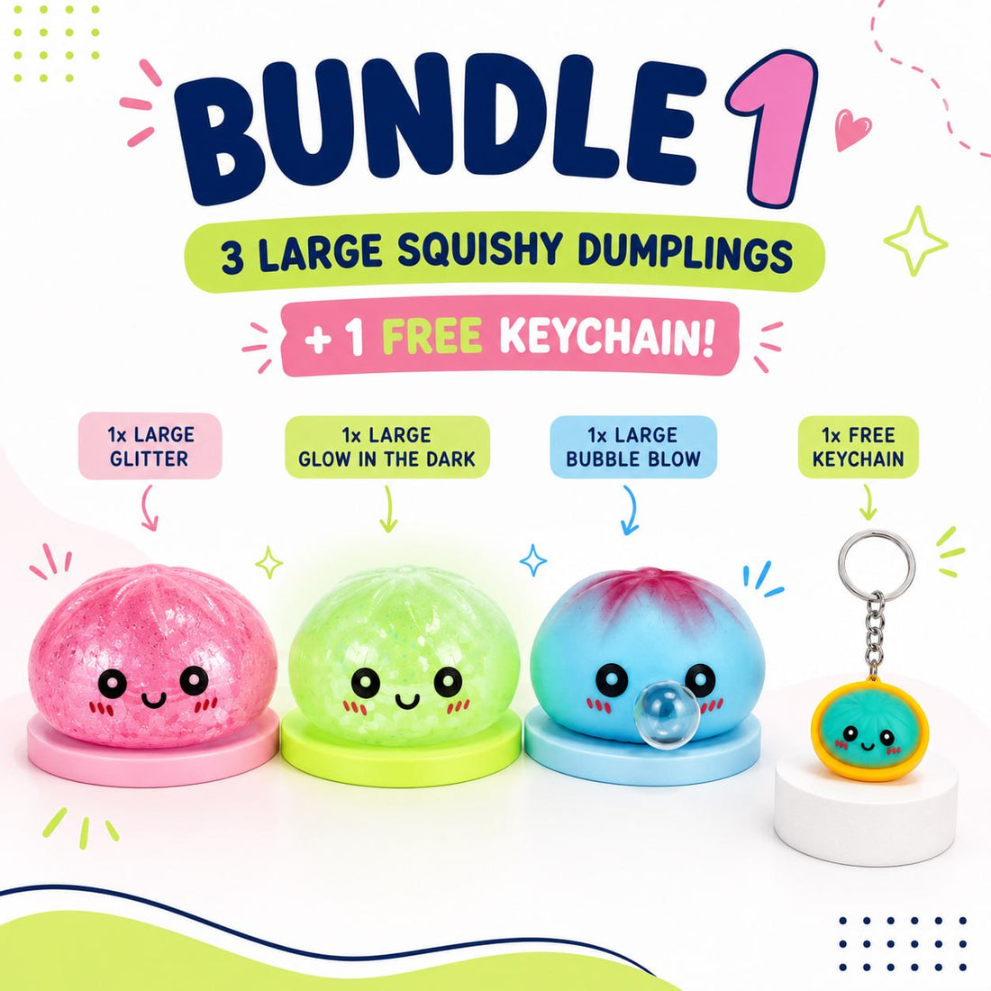VALUE BUNDLE - Large Bubble + Large Glow + Large Glitter + Keychain